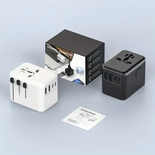 universal travel adapter gan international plug adapter with 2 usb c 3 4a fast charging 2 usb a qc adaptor all in charger for usa eu uk aus