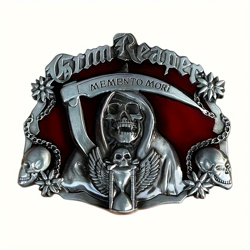 Western Cowboy Man's Sickle Ghost Head Belt Buckle