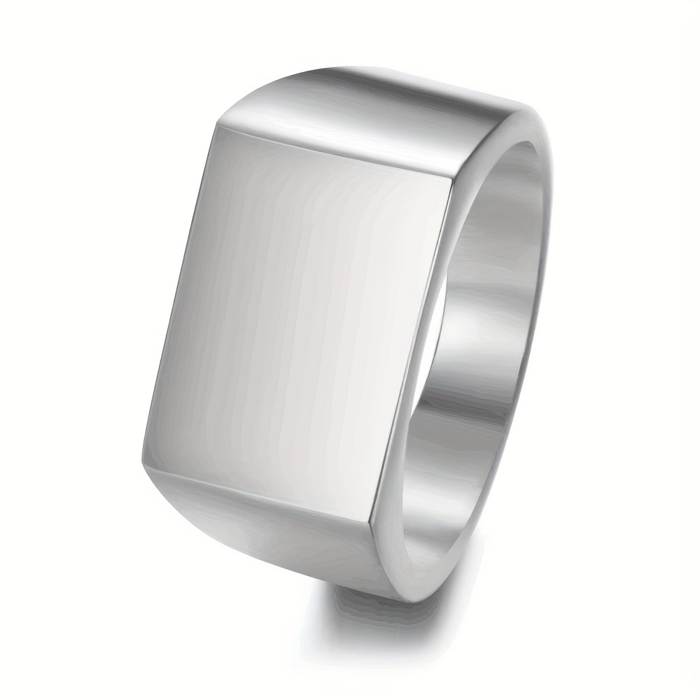 TEMU Personalized Square Ring Customized With Photos Of Pets, , Or Family. Laser Engraving Of Your Text Or Name On Men's And Women's Black Stainless