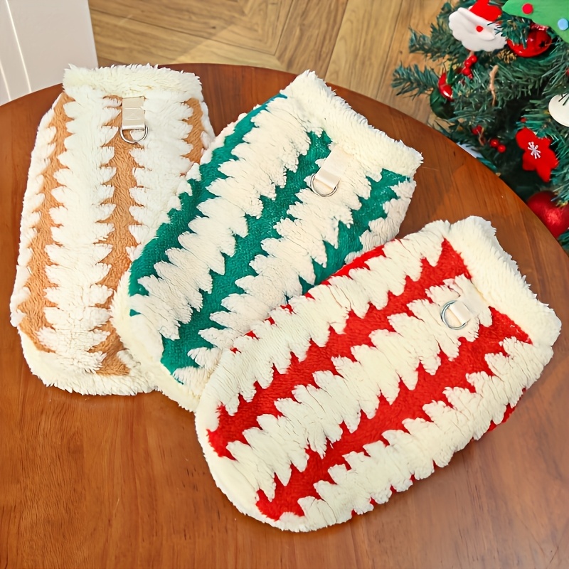 new christmas medium and large dog clothes striped plush dog clothes pet clothes Product details 7