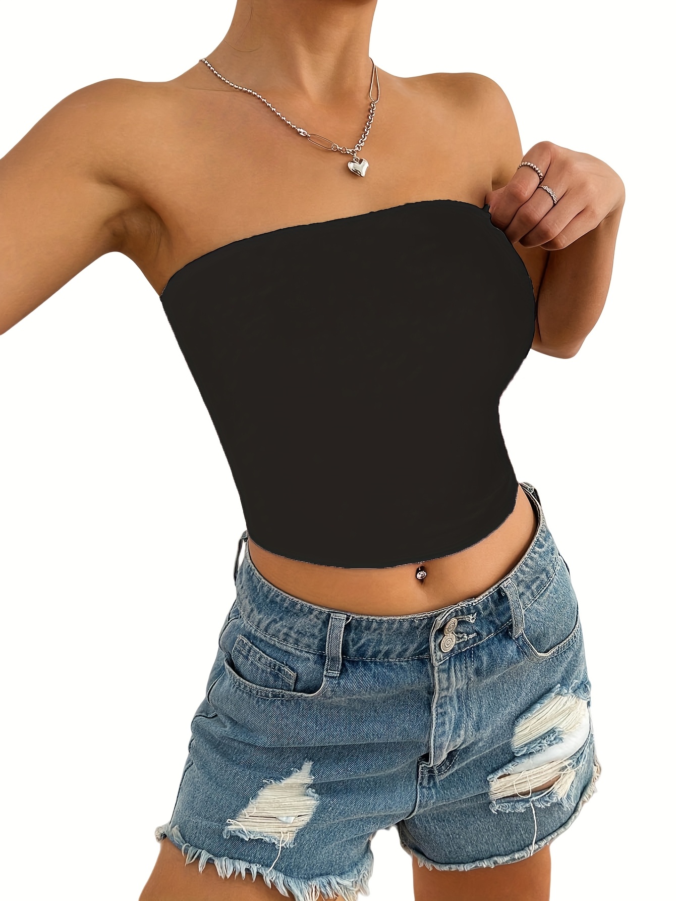 blusa sin tirantes elasticidad mujer camiseta Temu Colombia