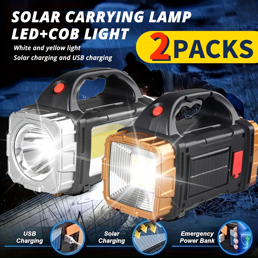 

2pcs Multi-functional Outdoor Solar Handlamp Led Portable Light Emergency Light With Mobile Phone Charging