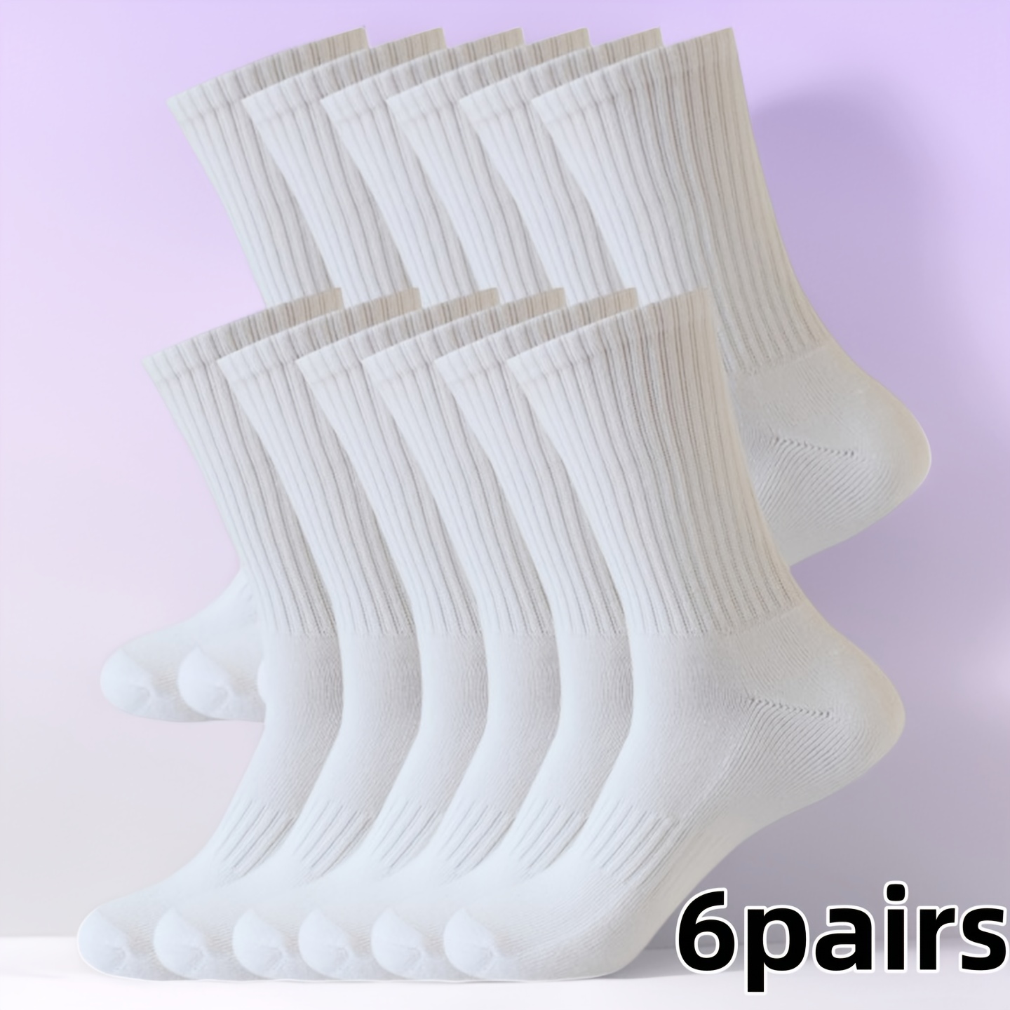 TEMU 6 Pairs Of Sports Socks, Work Socks, Soccer Socks, Basketball Socks, Baseball Socks, And White, Cloud-like , Sweat-absorbing And Odor-resistant,