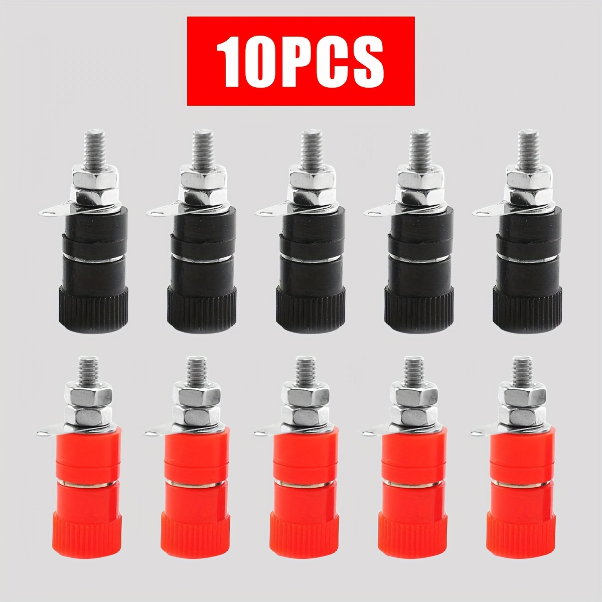 Image of 10pcs Banana Socket Test Socket Banana Plugs Terminal Connector Binding Post 4mm Banana Plug Jack Banana Head Industrial Terminal Socket Test Seat For Instrumentation Speaker Audio (5 Red + 5 Black)