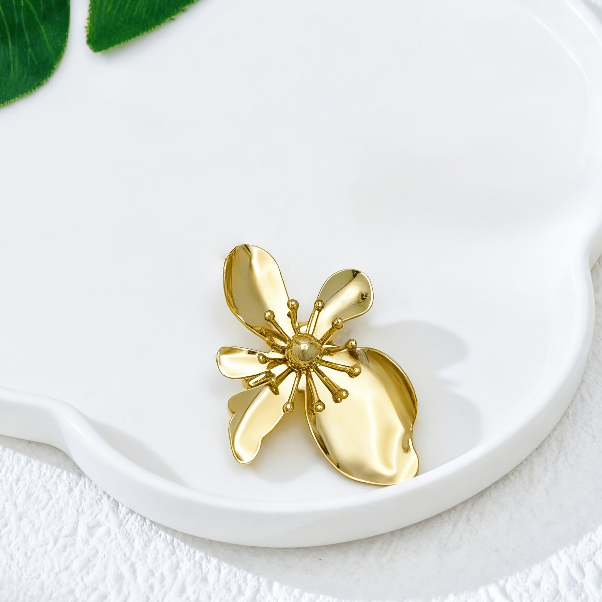 3pcs Women's Floral Brooch Set, Elegant Textured Petal Design