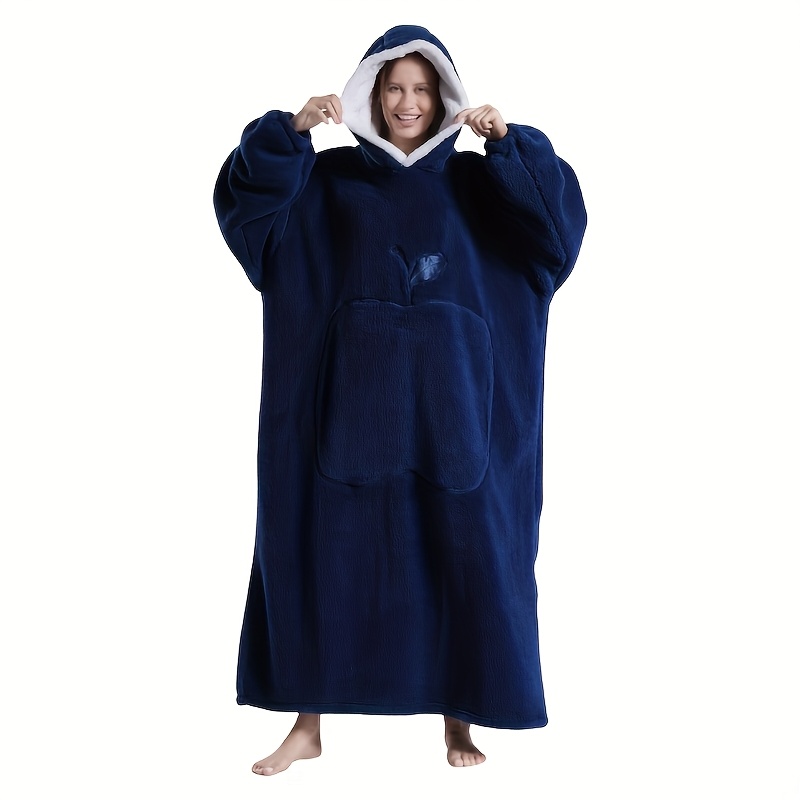 1pc French Style Wearable Blanket Hoodie, Unisex Oversized Hooded Blanket With Pocket, Comfortable Warm Soft Polyester Blanket, Suitable For Adults And, Hand Wash - Theme