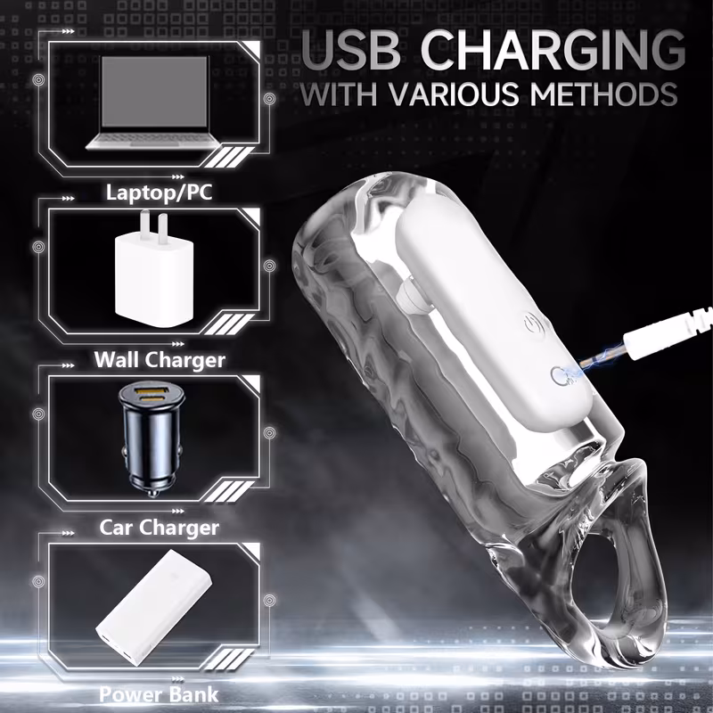 1pc 男士水晶 套为男性女性情侣增添更多乐趣,振动 环套延长器振动性玩具增强器男士 商品详情 2