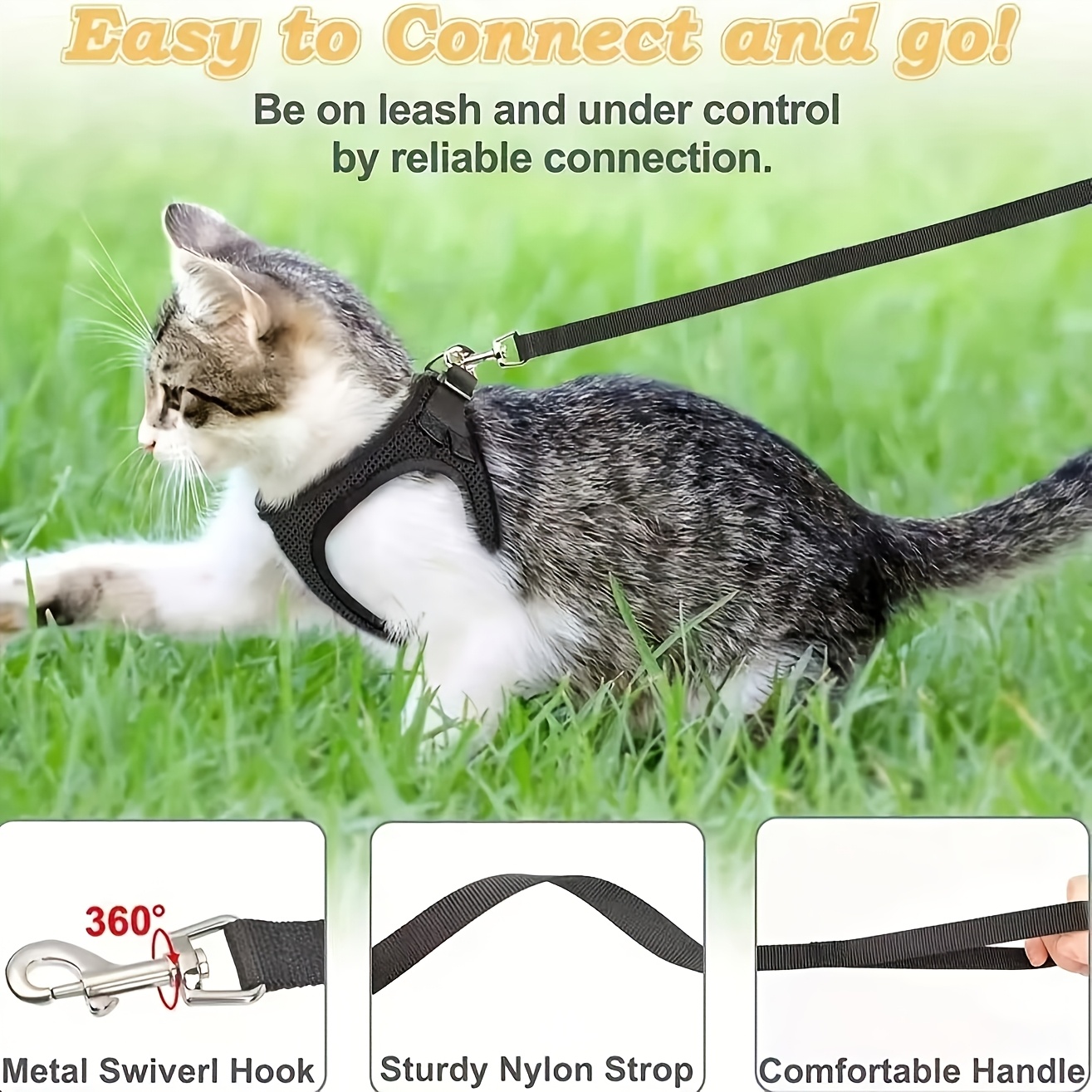 3pcs Pet Walking Set: Harness, Leash & Collar for Small Dogs