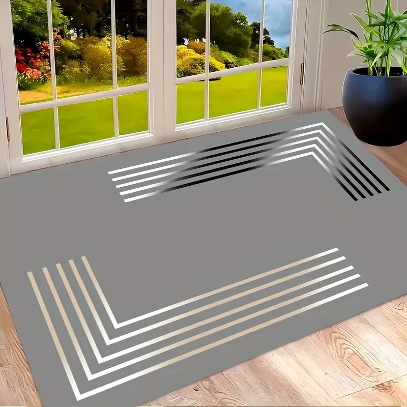 deluxe thick non slip mud mat soft absorbent quick drying elegant gray and golden kitchen bathroom entrance durable rubber backing hand wash only Product details 3