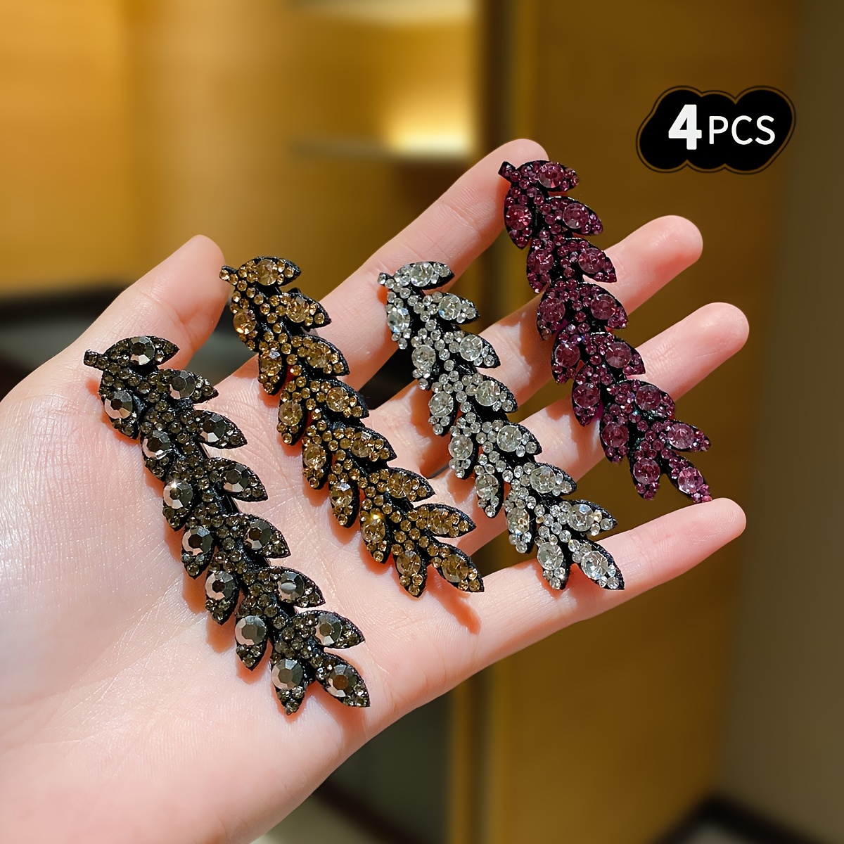 4/8pcs Elegant Leaf Design Hair Clip, Simple And Fashionable Women's Resin Hair Clip, Versatile Hair Accessory For , Suitable For People Over 14 Years Old