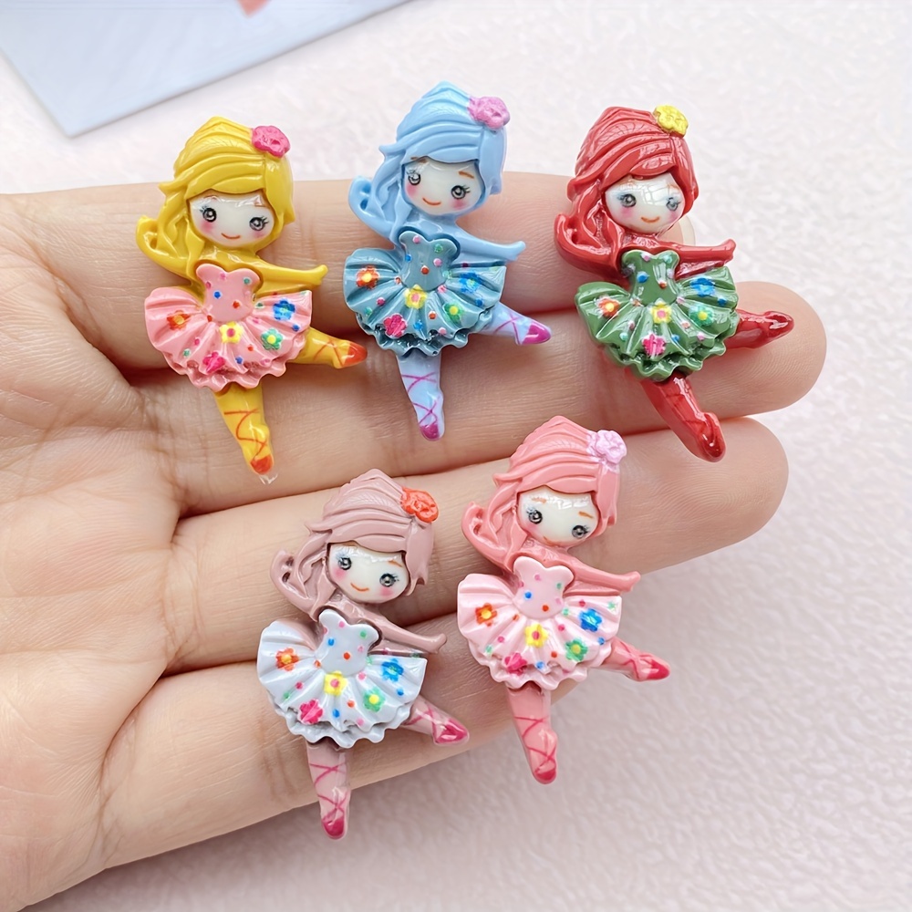 

5/10-piece Assorted Resin Ballerina Girls - Colorful Cartoon Flatback Figurines For Scrapbooking, Diy Crafts & Home Decor Accessories