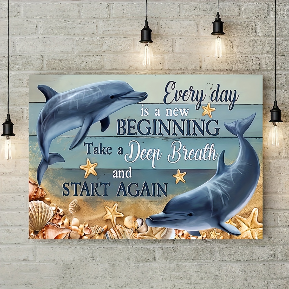 

1pc Dolphin Canvas Wall Art Inspirational Wall Decor Nautical Ocean Painting Artwork Can Be Directly Hanged Living Room Bedroom Bathroom Home Decor No Frame, 11.8*15.7inch/30*40cm