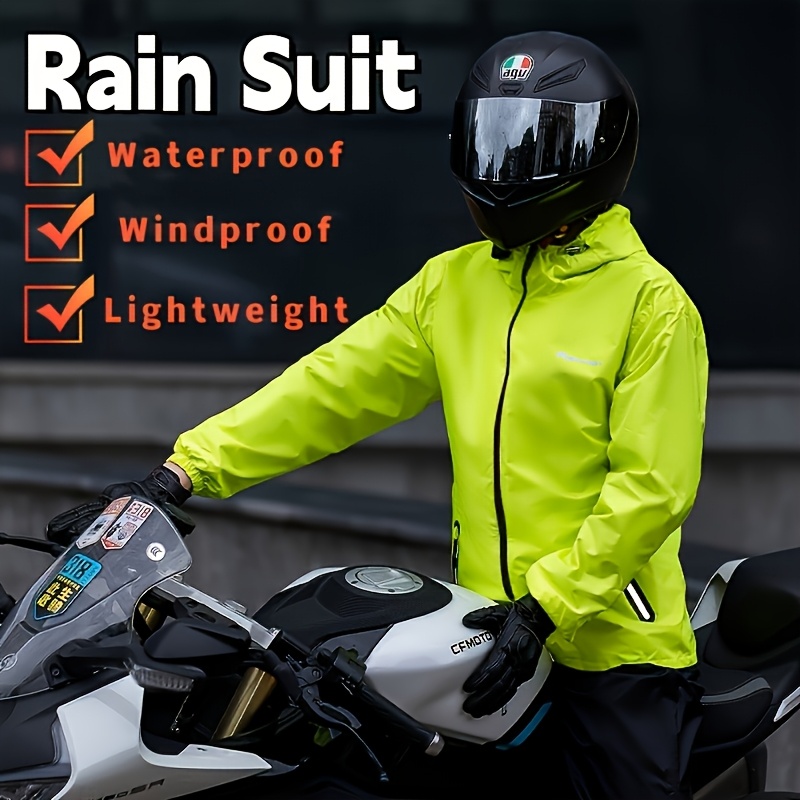 

Ultra-thin Men's Motorcycle Raincoat Set With Storage Bag - Waterproof, Windproof, Breathable For Cycling, Fishing &