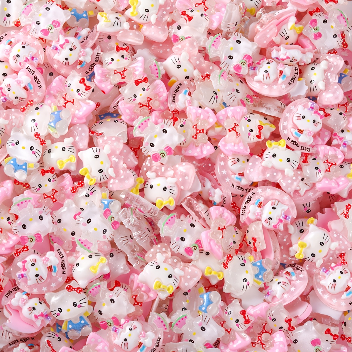 

20pcs Set Of Sanrio Hello Kitty Pendants - Cute Pendants For , Keychains, Hair Clips, And Phone Case Decoration, Mixed (transparent Without Holes)