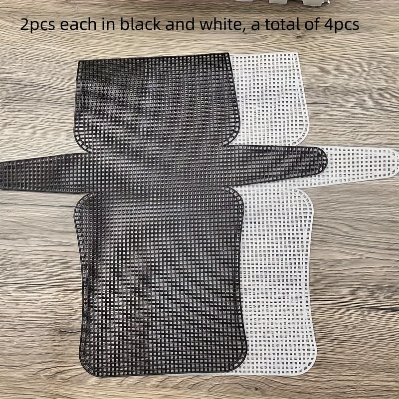 Image of 4-pack Hand Woven Mesh Bag Ribbon Set With Crochet Hook And Reinforcement Pads - Plastic Woven Bag Tools And Design Templates For Bag Making, Wallet Making, Diy Wallet Making