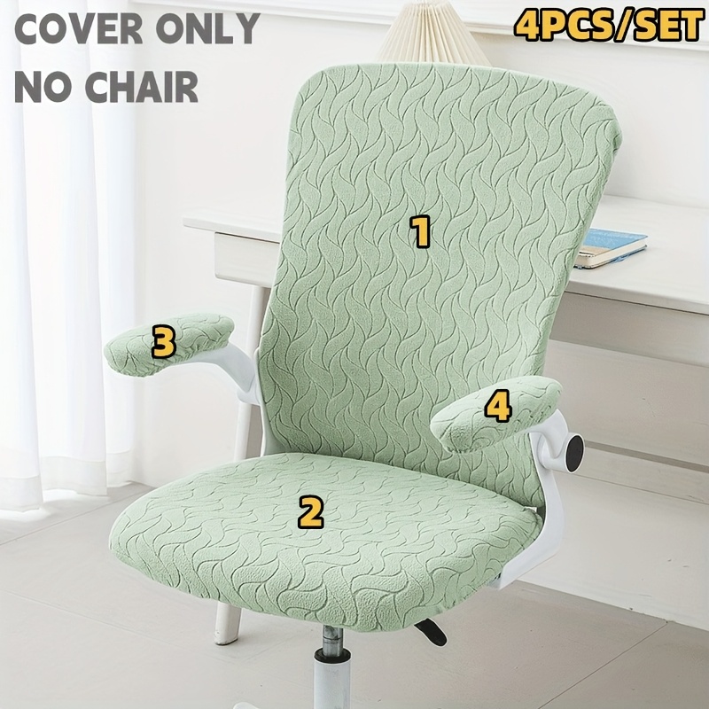TEMU L 1 Set Leaves Jacquard Office Chair Cover 4pcs Split Computer Chair Covers Elastic Gaming Chairs Seat Back Protector Cover With Armrest