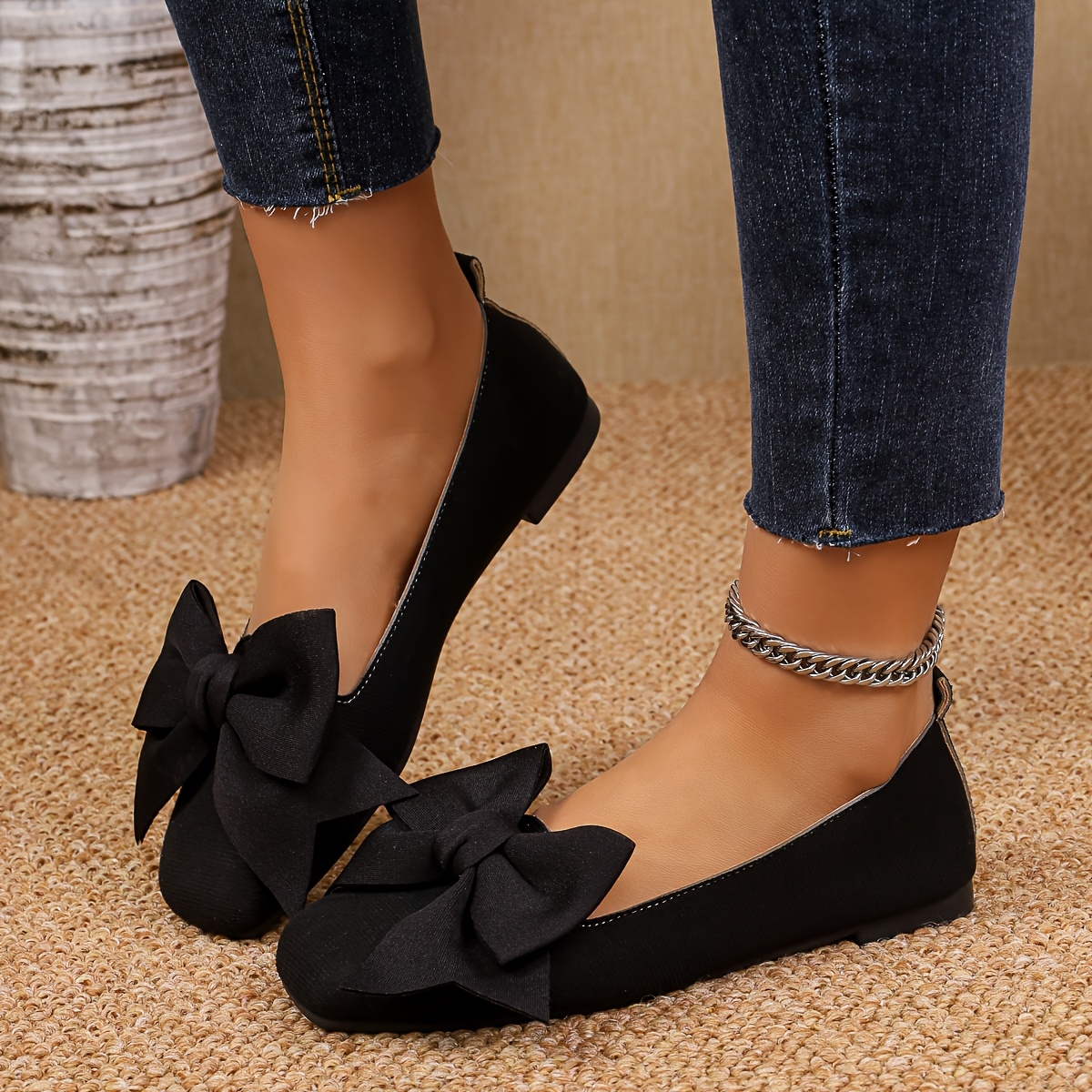 TEMU /summer Style: Comfortable And Versatile Shallow-cut Flat Shoes With A Stylish And Cute Bow, Elegant And Simple Flat Women's Shoes, Women Shoes