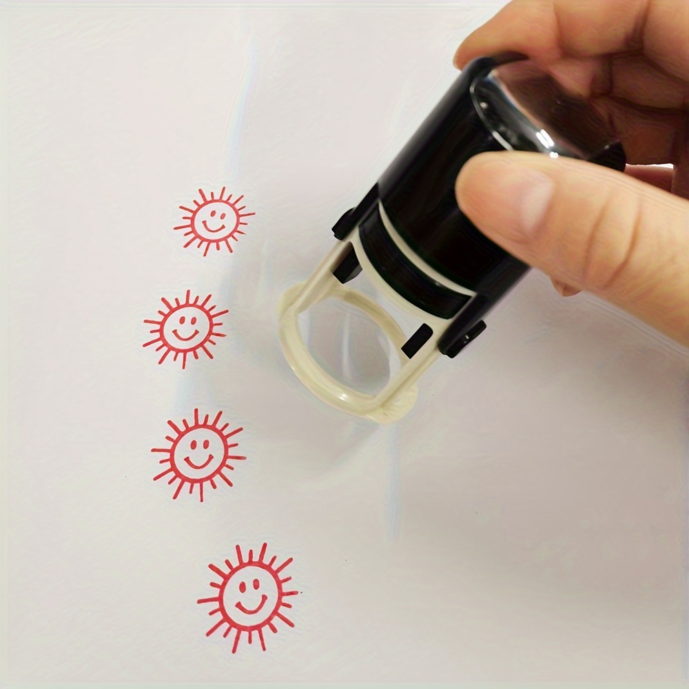 

Happy Sun Automatic Re-inking - Red Ink, Abs Resin, Round Shape, Office Supplies