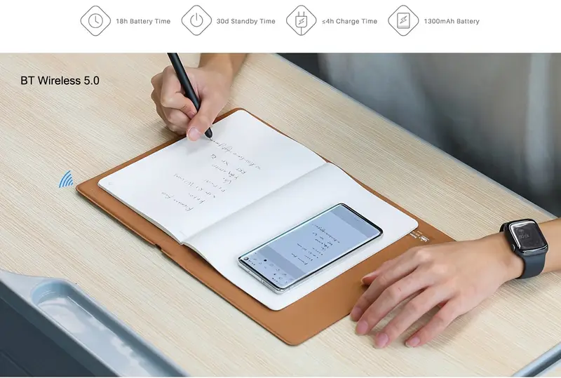 note 2 in 1 digital notebook drawing tablet with battery free pen wireless paper tablet electronic writing pad for note taking meeting refillable a5 notepad 9 5x7inch Product details 3