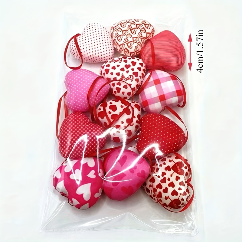 Image of Valentine's Day Heart Ornament, Fabric Heart Pendant, Christmas Tree Christmas Decorations, Anniversary Wedding, Party Crafts