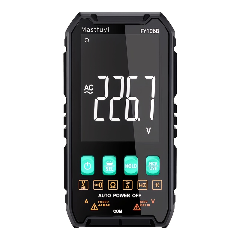 Image of Mastfuyi Professional Digital Multimeter 600v/4a Ac And Current Voltage True -range Volt/amp/ohm/ Tester Tool