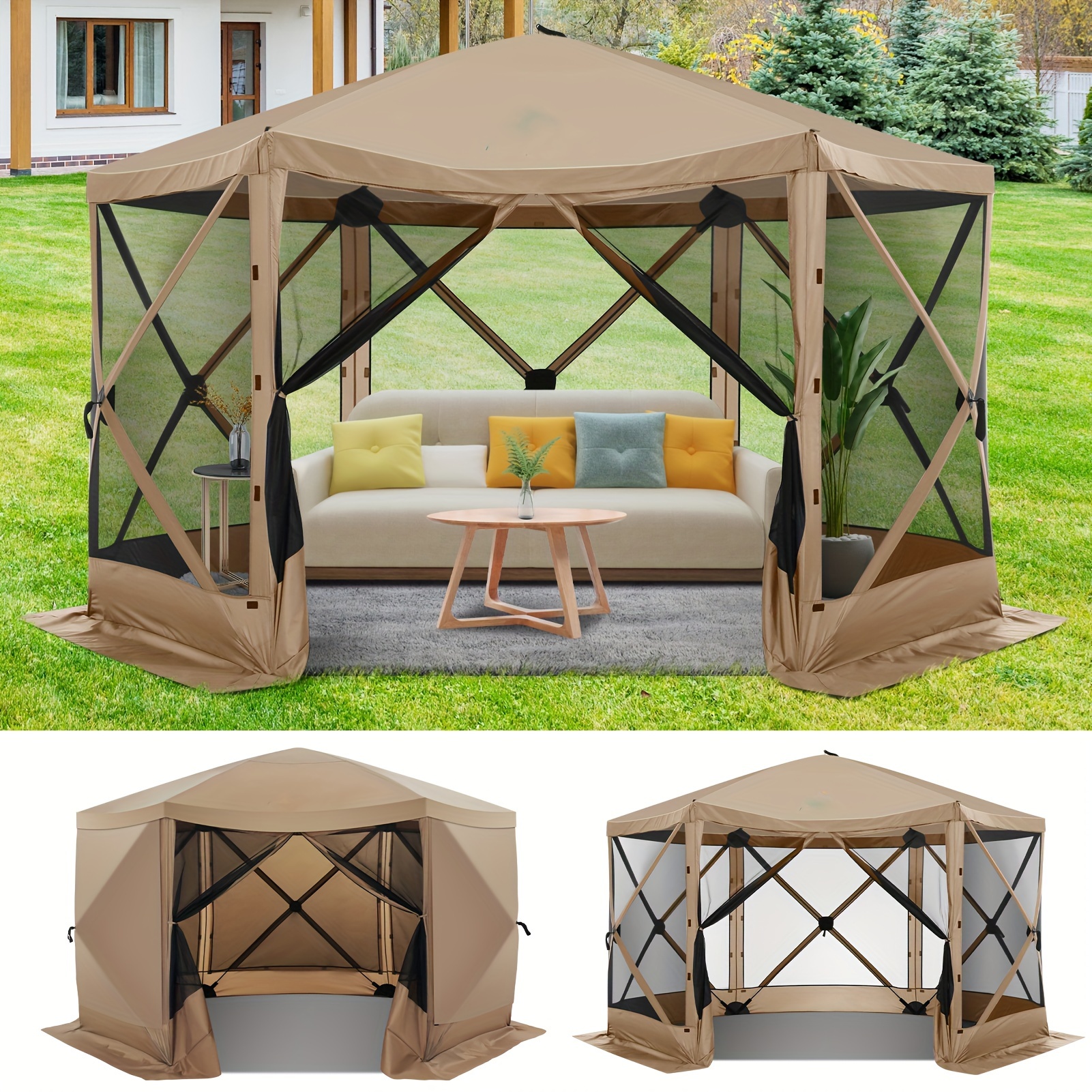 

Hoteel Pop-up Gazebo, 12x12ft Screen Tent Screen House, Suitable For Camping, With Side Walls, Tent Canopy, With Tote And Ground Stake