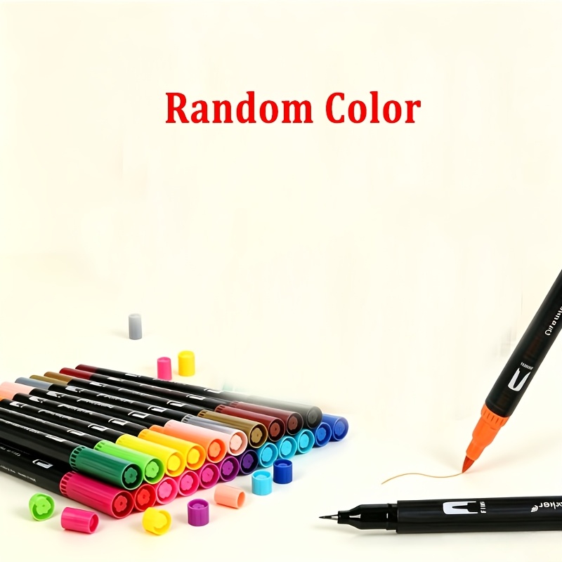 TEMU 14pcs Double-ended Markers& Watercolor Pens(random Color)- Dual Tip Art Set & Pens, Vibrant Colors For Drawing, Doodling, Calligraphy- Portable