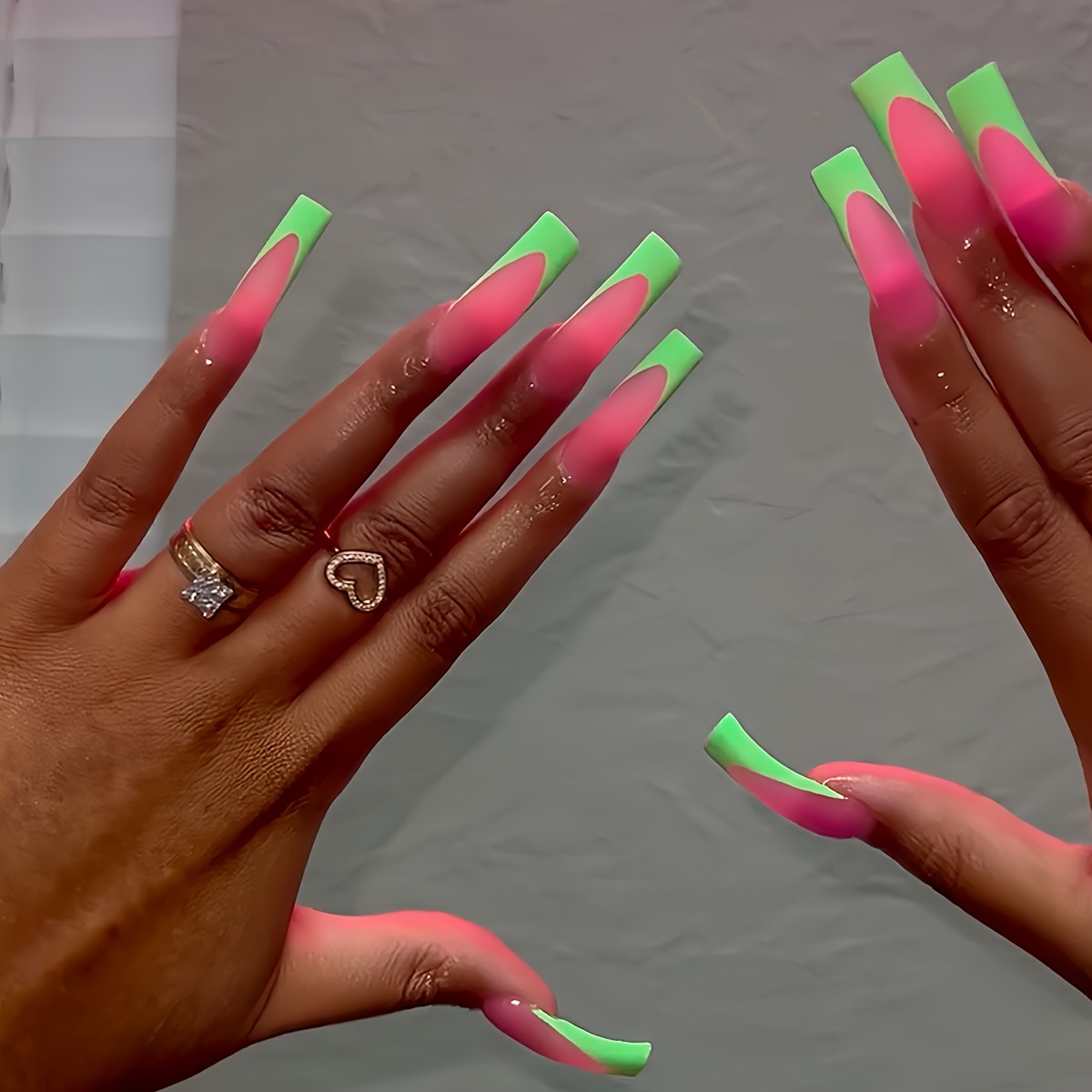 TEMU Box Of 20 False Nails Curved False Nails Fashionable Sweet And Exuding French Cool Design False Nails Removable Suitable For All Girls And Ladies Wear With Bonus 1 Gel And 1 Nail File