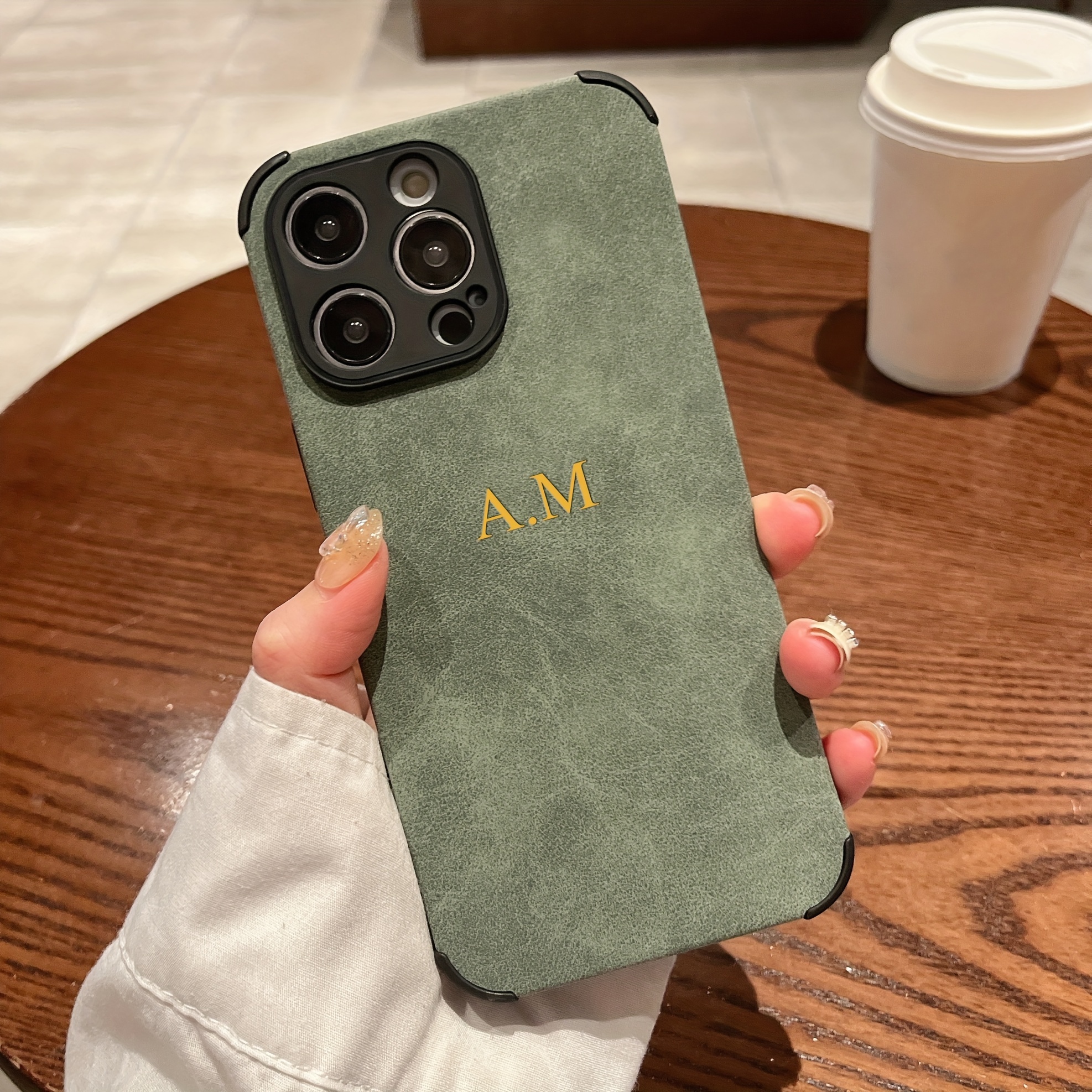 TEMU Phone Case - Soft Phone Case Made Of Faux Leather, Featuring Luxury Personalization With Custom Initials, Designed For Iphone 15, 14, 13, 12, 11