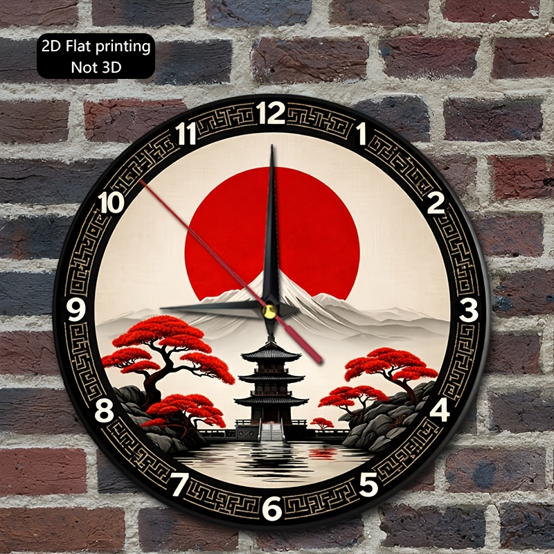 2d flat 1pc wall clock   red sun   print ideal for decorating living room bedroom office dining room study room entryway 2d flat