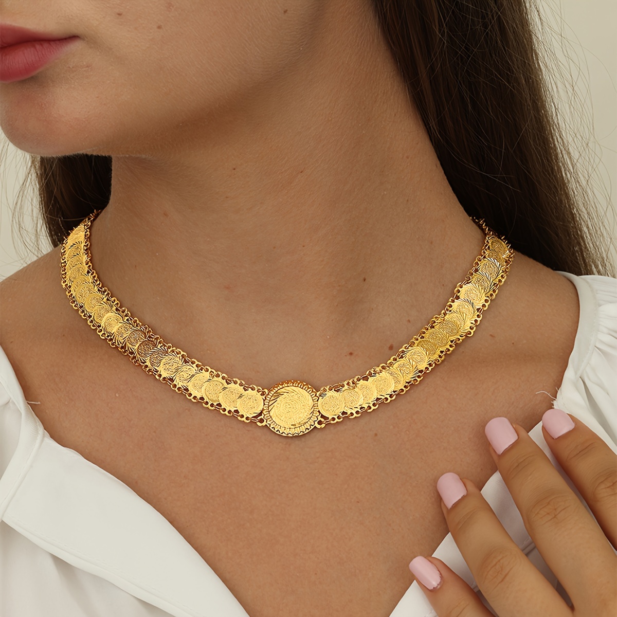 Middle East Coin Necklace Luxury Neck Chain Jewelry Temu