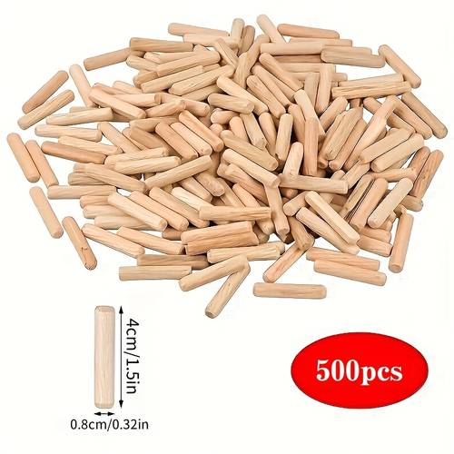 500 stück holzdübeln - twill-holzdübeln mit flutung für diy-bastelprojekte, tischlerarbeiten und , 0,32 x 1,5, leicht und , für schreinerarbeiten und holzbearbeitung, zubehör für , natürliche holzverzierung, e holzbearbeitung, tischlerwerkzeuge