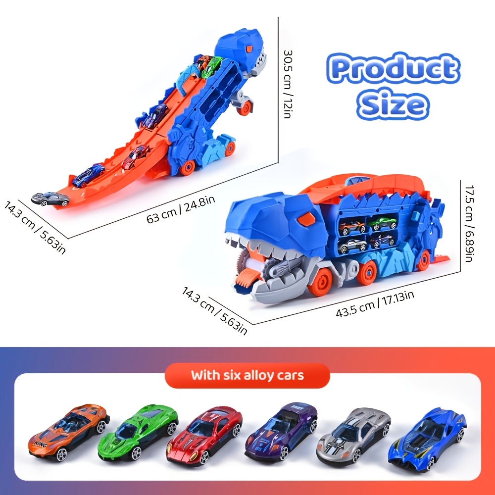 Camion Transport Dinosaure 3 En 1 TERRAMUS - Avec 8 Voitures, Pliable, Sons Et Lumières - Jouet Enfant 3-6 Ans
