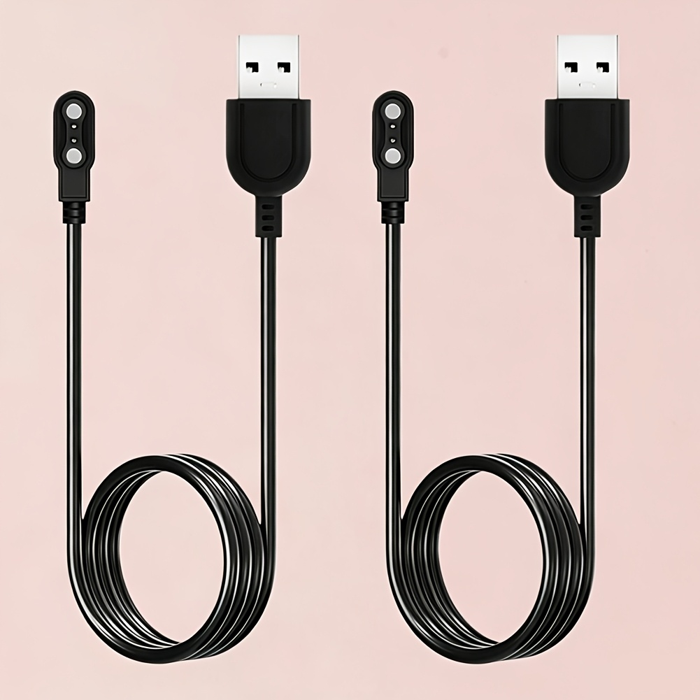 Image of [2 Pack] Smart Watch Charger Magnetic, Smartwatch Accessories 2 Pin 4mm Pin-pitch Magnetic Replacement Charger Cable Compatible For All 2-pin 3.8mm - 4.2mm-pin- Watch