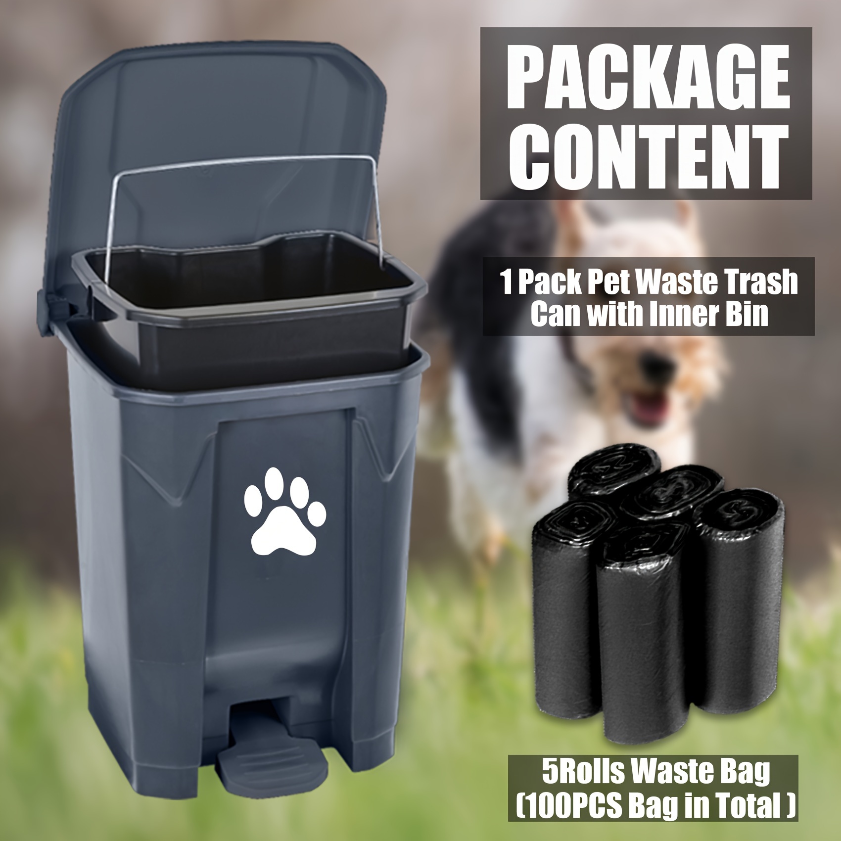 Outdoor Poop Trash Can With Pooper Scooper Set Outdoor Dog Poop Trash ...