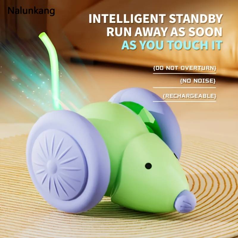 Cat Toy, Electric Mouse, Cat Toy, Self Entertaining, Relieve Boredom, Bite Pet Toy, Interactive Electric Cat Toy, Cartoon Design, Quiet Operation, USB Rechargeable Battery for Sports and Entertainment, Electronic Pet Toy, Suitable for All Breeds 0