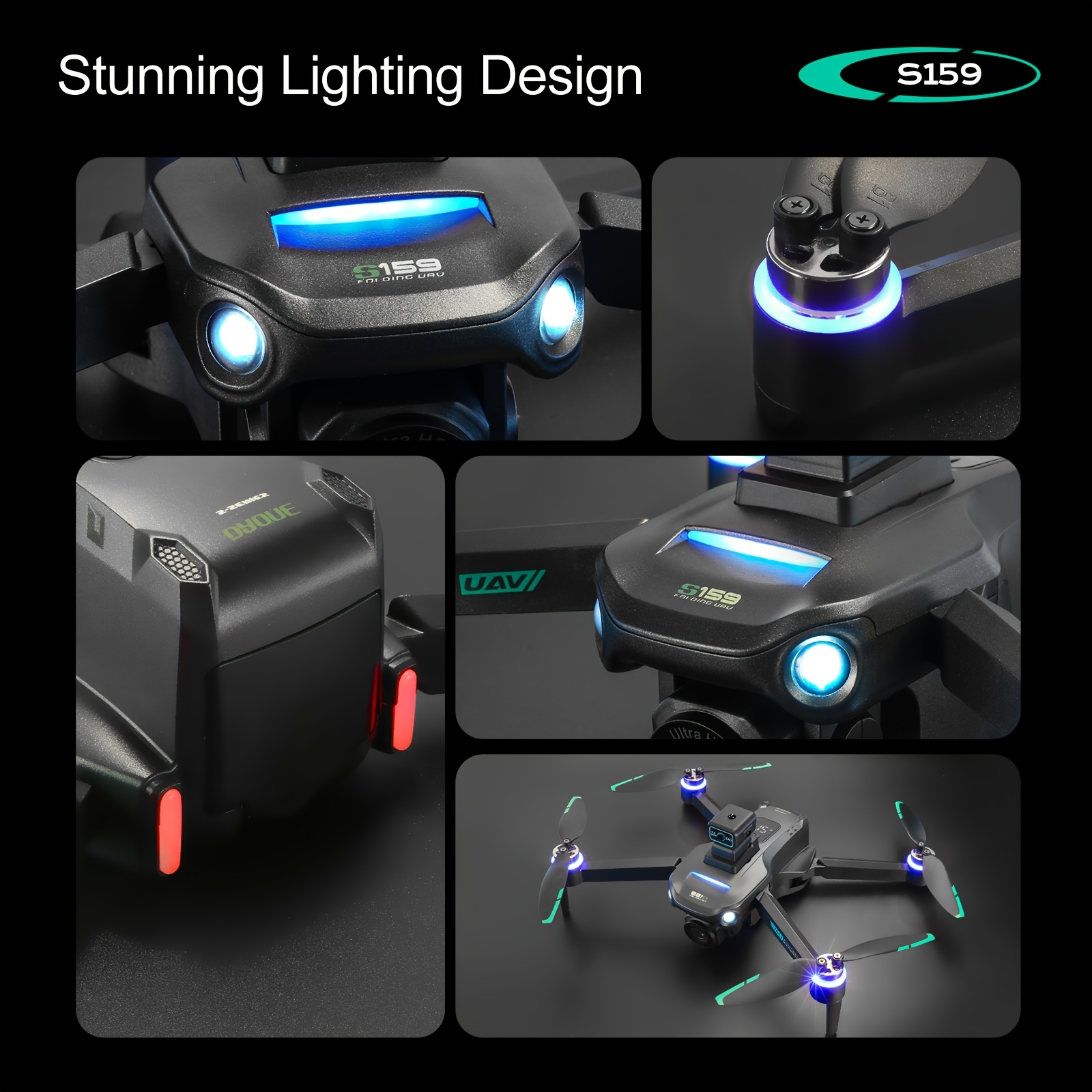 Drone S159 Smart GPS z Podwójnymi Kamerami HD, Optyczny Przepływ, Inteligentne Unikanie Przeszkód, Powrót/Obrot do Punktu Startu Jednym Przyciskiem, Fotografia Lotnicza, Transmisja WIFI w Czasie Rzeczywistym, Tryb Bezorientacyjny, Składany i Przenośny, Dron z Ekranem,Wysokiej Jakości Dron,Dron z pilotem zdalnego sterowania i ekranem,Dron Długodystansowy,Mini Dron,Mini Dron, Latanie Dronem,Kompaktowy Dron,Lekki Dron,Stabilny Lot,Trwała Konstrukcja,Hobbyści Fotografii,