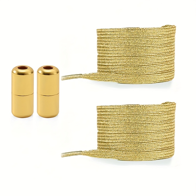 TEMU 1 Par de Cordones Elásticos Antideslizantes de Encaje Dorado para Zapatos Casuales y Zapatillas Deportivas