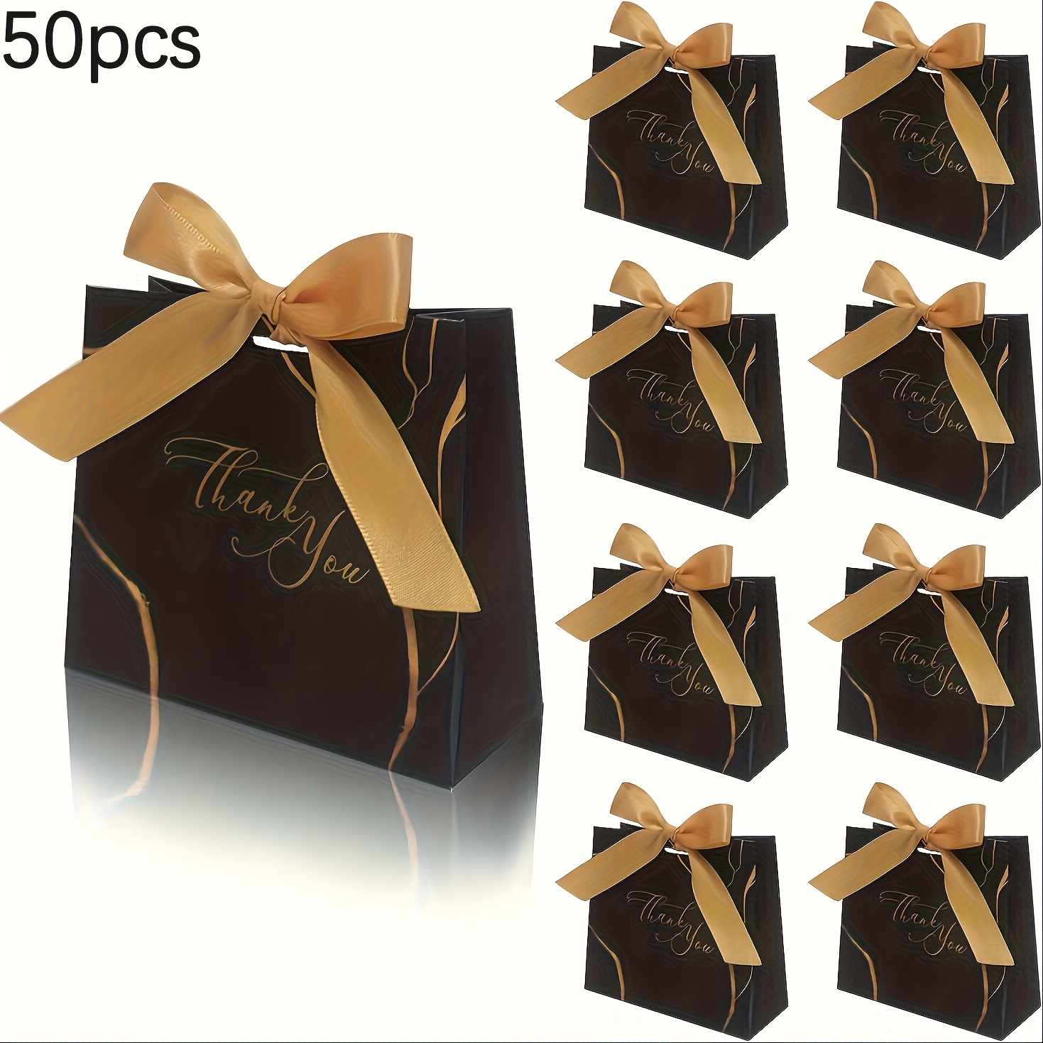 

50pcs Black Thank You Gift Bags