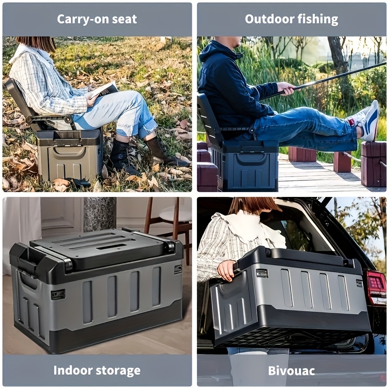 Gray Outdoor Folding Storage Box, Suitable for Car Trunk Storage, Collapsible Camping Box, Portable with Large Capacity for Camping Gear And Moving, Durable And Heavy-Duty Storage Solution