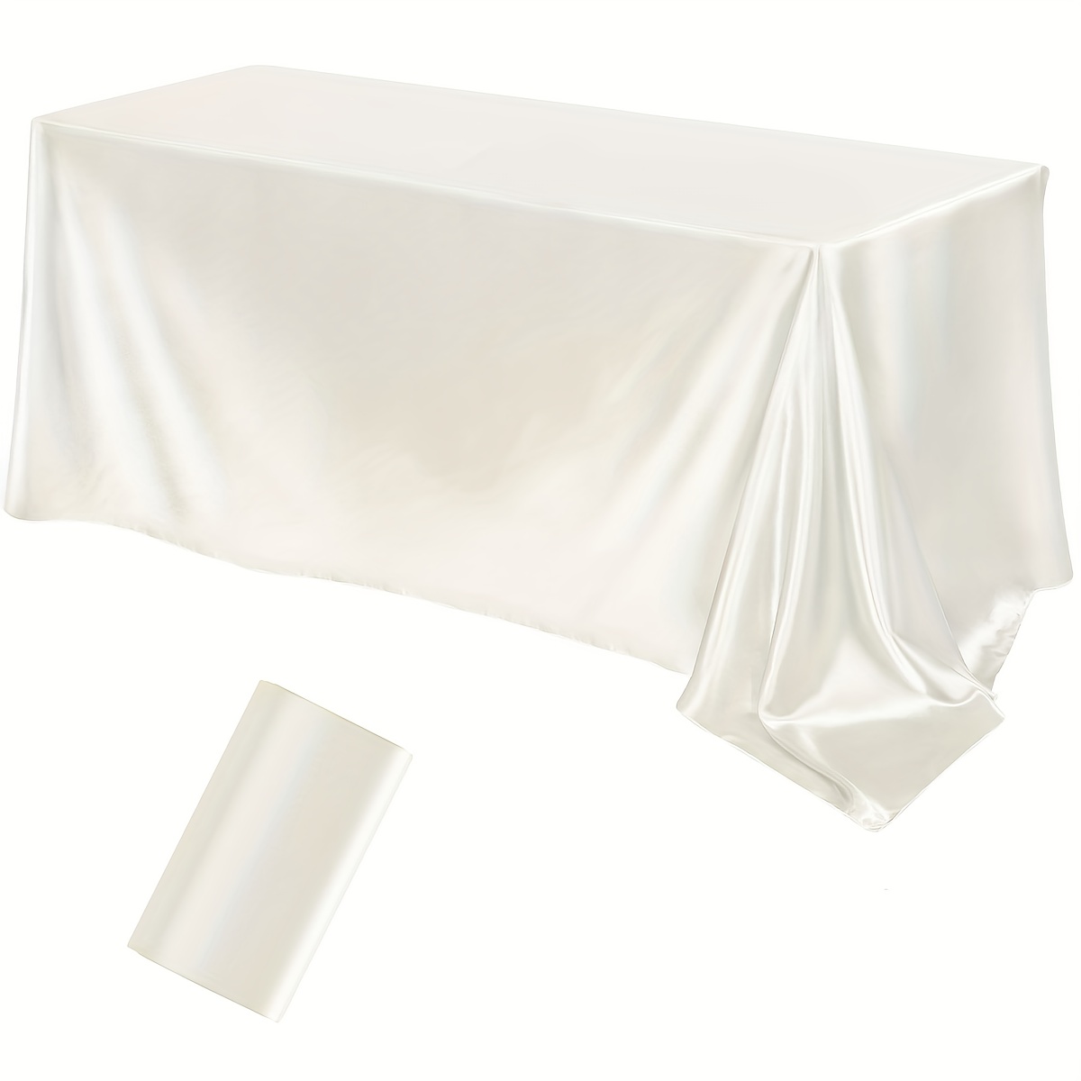 Image of 1pc Elegant Solid-color Satin Tablecloth, Smooth Rectangular Fabric Decoration, Suitable For Ceremonies, Weddings, Holidays, And Party Table Decor