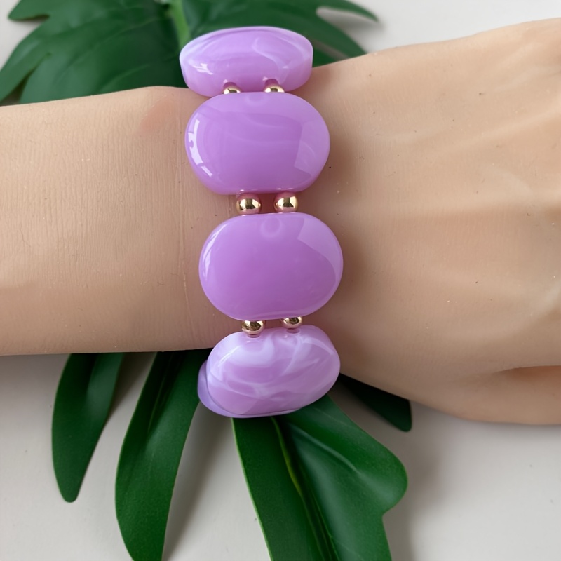 Colorful Ombre Resin Bead Bracelet, Geometric Bangle