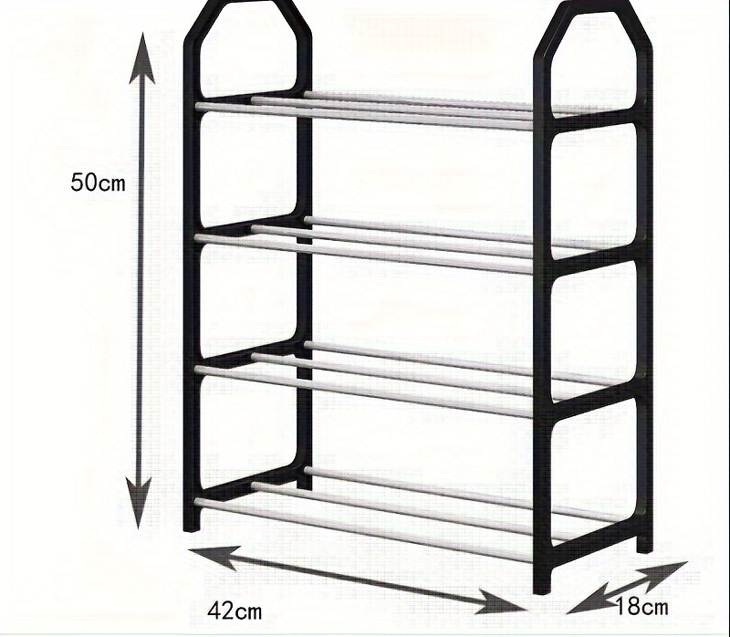 1pc space saving 4 tier shoe rack organizer   plastic folding shoe shelf for entryway dorm bedroom no     steel pipe frame details 0