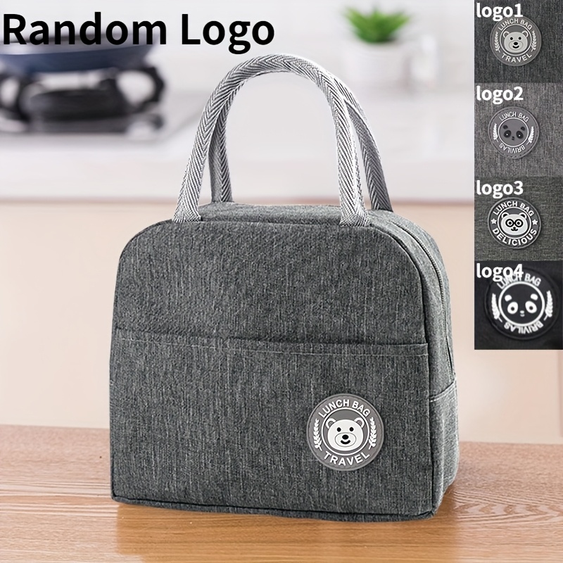 1pc (random Logo) Handheld Lunch Bag Non-food Contact Lunch Bag Insulated Bento Bag Student Office Worker Camping Meal Bag Thickened Bag Storage