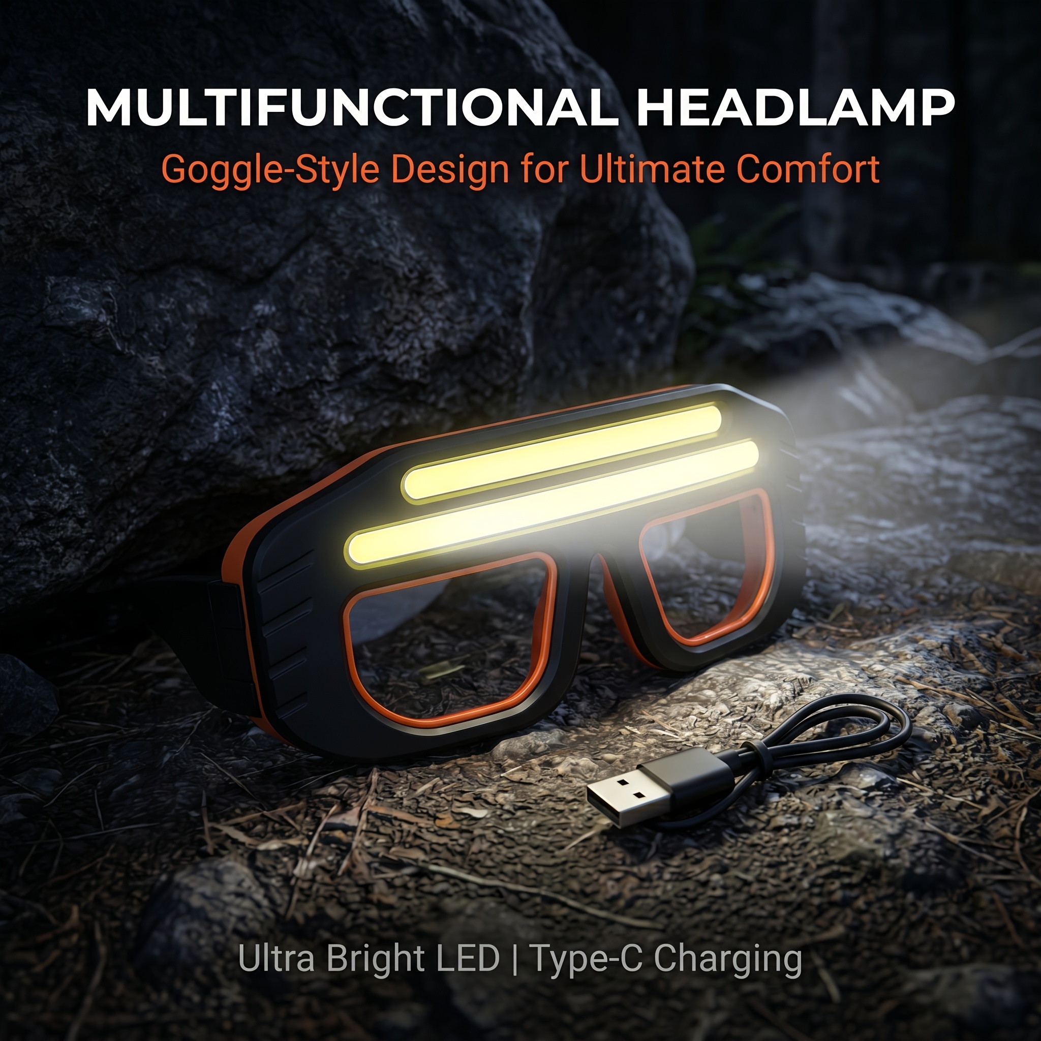 Head-mounted Multi-functional Headlamp, Featuring a New Type of Polymer Lithium Battery and a Protective Eyewear Design, with 3 Lighting Modes. It Is Portable and Convenient, Does Not Interfere with Work. Head-mounted Cycling Headlamp