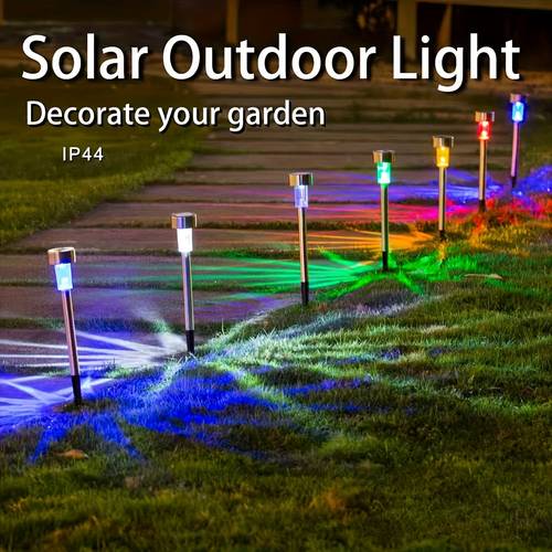10pcs solar led lights solar outdoor led stainless steel stick lights solar powered landscape lighting for gardens courtyards lawns christmas halloween parties barbecues decks and driveways