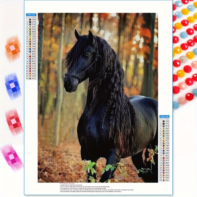 

5d Diamond Painting Kit For Adults, Horse Theme Diy Craft Mosaic Art Set, Round Diamond Embroidery Without Frame For Home Wall Decor, Living Room Bedroom Gift - 30x40cm