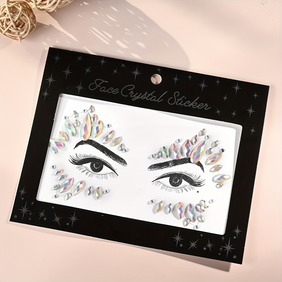 TEMU 1pc Luminous, Colorful Sparkling Diamond Face Stickers, Self-adhesive Makeup Jewels For And Body, Glowing Resin Decorations With Rhinestones,