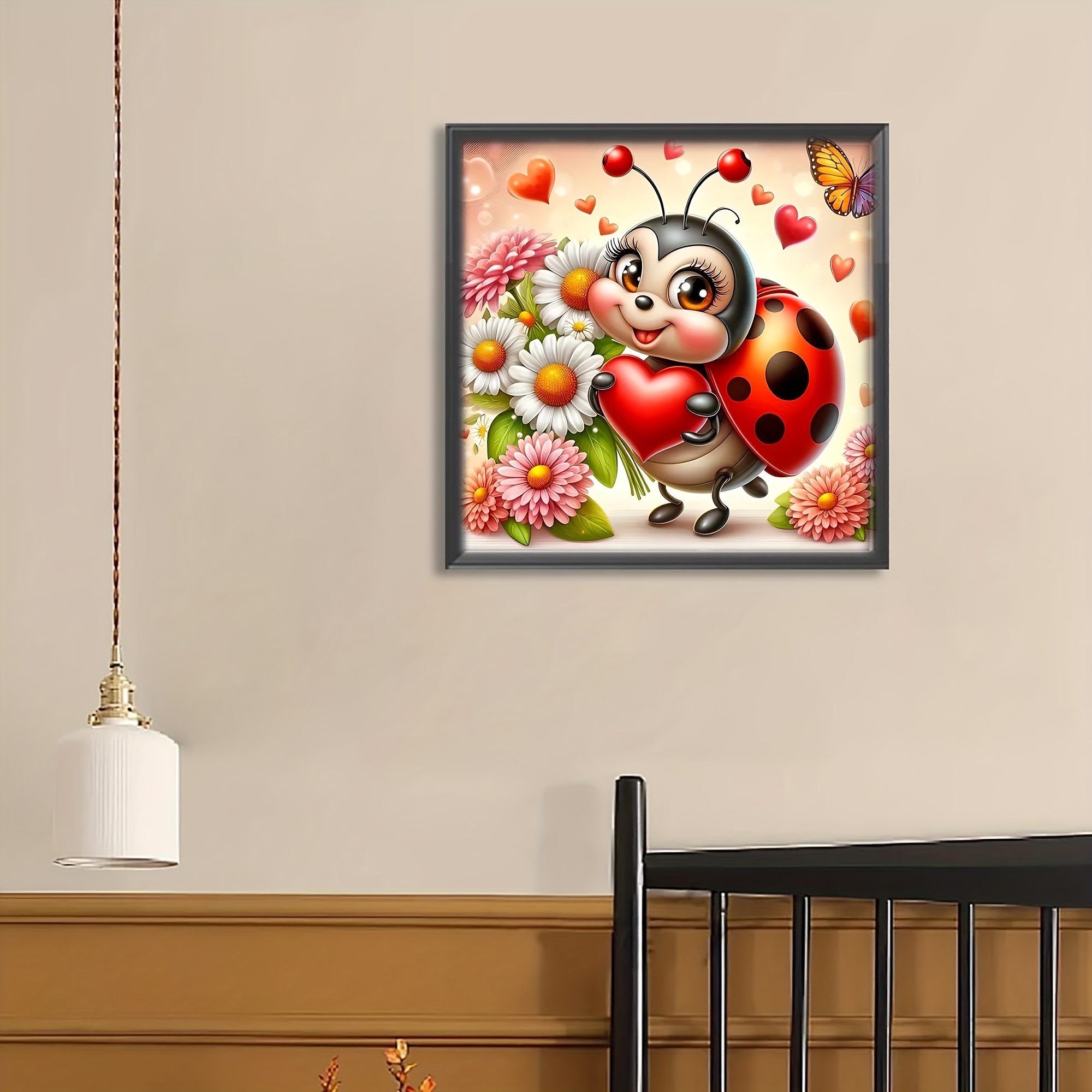 TEMU 1 Set - Creative Ladybug Pattern Stitch Painting Kit, Diy Colorful , 11ct Stitch Fabric Painting Sewing Crafts, Handmade Stitch Print Kit