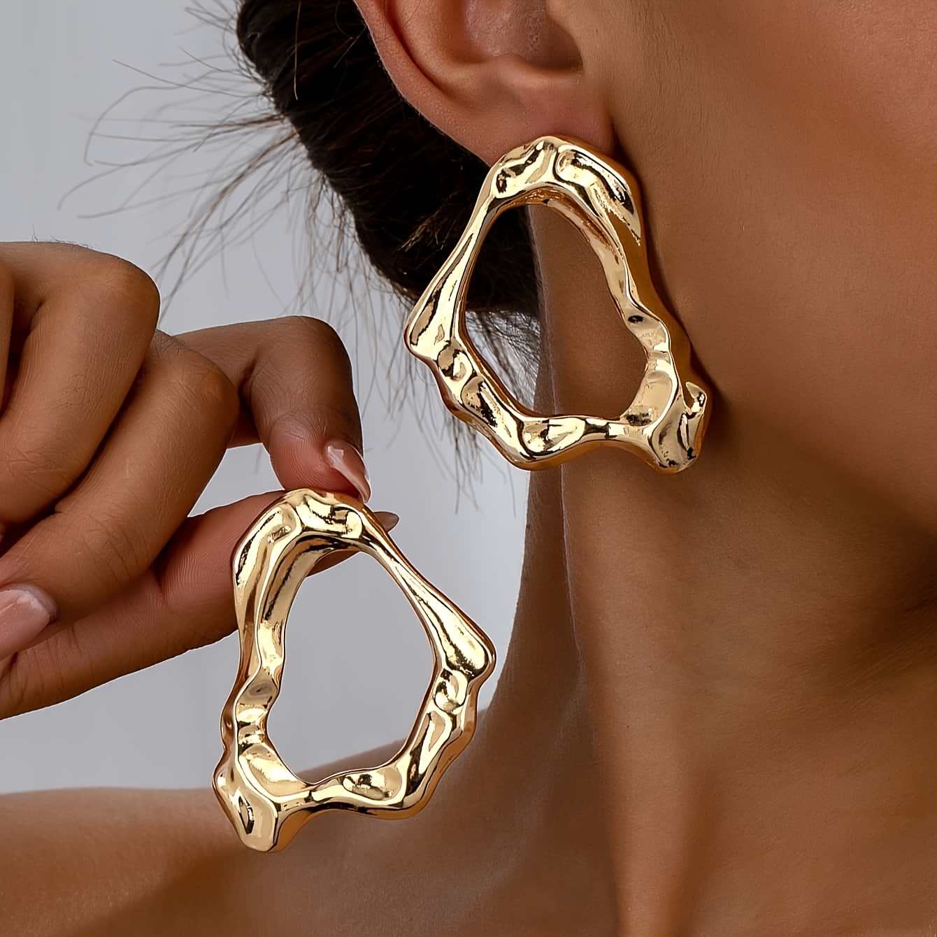 TEMU 1 Pair Of Individual Elegant Irregular Geometric Circle Drop Earrings, , Classic Versatile, Suitable For Women's Banquets, Parties, Vacations,